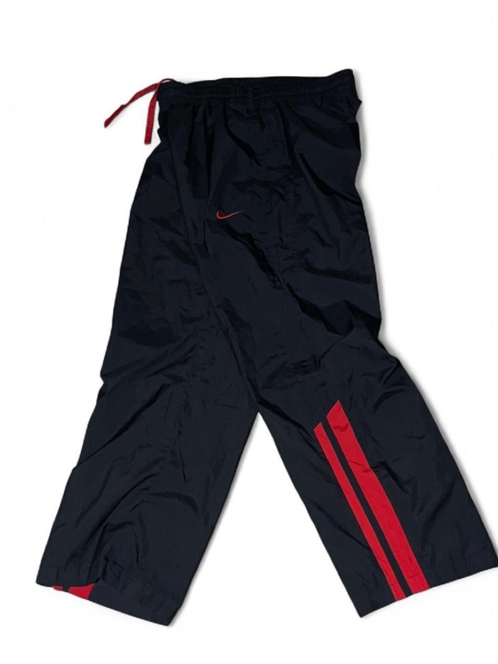 Vintage Nike Track Pants Men M Black Red Baggy Wide Leg Skater Y2K Windbreaker